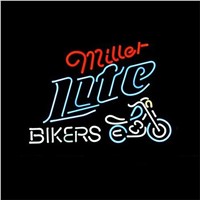 NEON SIGN For   MILLER LITE BIKE BIKERS BICYCLE LOGO   Signboard REAL GLASS BEER BAR PUB  display  christmas Light Signs 17*14&amp;amp;quot;