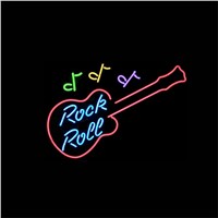17*14&amp;amp;quot;  ROCK N ROLL NEON SIGN REAL GLASS BEER BAR PUB LIGHT SIGNS store display  Restaurant Guitar Music  Advertising Lights