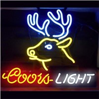 17*14&amp;amp;quot; COORS LIGHT deer christmas NEON SIGN Signboard REAL GLASS BEER BAR PUB  Billiards  store display  Restaurant  Shop Signs