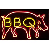 17*14&amp;amp;quot; BBQ Pig Meat  christmas NEON SIGN Signboard REAL GLASS BEER BAR PUB  Billiards  store display  Restaurant  Shop Signs