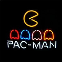 17*14&amp;amp;quot;  PAC MAN  NEON SIGN Signboard REAL GLASS BEER BAR PUB  Billiards display  Restaurant  Shop christmas Light Signs