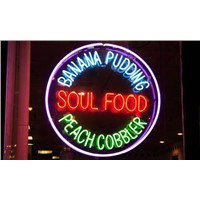 NEON SIGN soul food banana pudding peach cobbler  REAL GLASS BEER BAR PUB  display  Light Signs Signboard   Store Shops 18*18&amp;amp;quot;