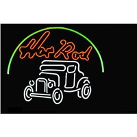 NEON SIGN For  HOT ROD HOTRODS LOGO AUTO CAR DEALER  Signboard REAL GLASS BEER BAR PUB  display  outdoor Light Signs 17*14&amp;amp;quot;