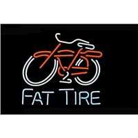 NEON SIGN For BIG FAT TIRE BICYCLE BIKE LOGO Signboard REAL GLASS BEER BAR PUB  display  RESTAURANT outdoor Light Signs 17*14&amp;amp;quot;