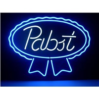 NEON SIGN PABST BLUE RIBBON LAGER ALE REAL    Signboard REAL GLASS BEER BAR PUB  display  outdoor Light Signs 17*14&amp;amp;quot;