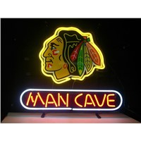 Business Custom NEON SIGN board For NHL CHICAGO BLACKHAWKS HOCKEY MAN CAVE GLASS Tube BEER BAR PUB Club Shop Light Signs 17*14&amp;amp;quot;