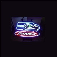 Business NEON SIGN board For  LED Seattle Seahawks Football Bud  REAL GLASS Tube BEER BAR PUB Club Shop Light Signs 17*14&amp;amp;quot;
