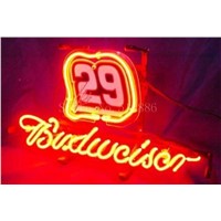 NEON SIGN board For Budweiser Autographed Nascar #29 Racing Car GLASS Tube BEER BAR PUB  store display  Shop Light 17*14&amp;amp;quot;