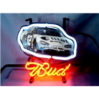 NEON SIGN board For Budweiser Autographed Nascar #12 Racing Car GLASS Tube BEER BAR PUB  store display  Shop Light Signs 17*14&amp;amp;quot;