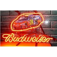 NEON SIGN board For Budweiser Autographed Nascar #24 Racing Car GLASS Tube BEER BAR PUB  store display  Shop Light 17*14&amp;amp;quot;