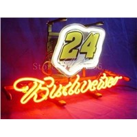 NEON SIGN board For Budweiser Autographed Nascar #24 Racing Car GLASS Tube BEER BAR PUB  store display  Shop Light Signs 17*14&amp;amp;quot;