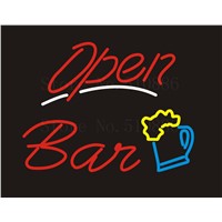 NEON SIGN For Bar Open Wine Real GLASS Tube BAR PUB Restaurant Signboard store display Decorate Store Shop Light Signs 17*14&amp;amp;quot;
