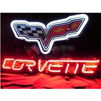 NEON SIGN For Chevrolet Corvette Sports Car Brand Real GLASS Tube BEER BAR PUB  store display  Shop Light Signs 17*14&quot;