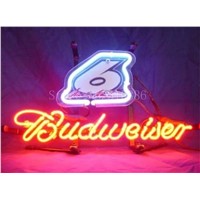 NEON SIGN For Budweiser Nascar signed number #6  Business  Real GLASS Tube BEER BAR PUB  store display  Shop Light Signs 17*14&amp;amp;quot;