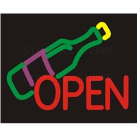 NEON SIGN For Open Martini Bar Wine  Real GLASS Tube Beer PUB Restaurant Signboard store display Shop Light Signs 17*14&amp;amp;quot;