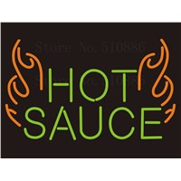 NEON SIGNS Hot Sauce restaurant Beer Wine Real GLASS Tube BAR PUB Signboard Display Decorate Store Shop Light Sign 17*14&amp;amp;quot;