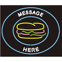 Custom Signage NEON SIGNS MEssage Here Hamburger Real GLASS Tube BAR PUB Signboard Display Decorate Store Shop Light Sign 17*14&amp;amp;quot;