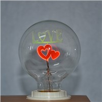 2Pcs/Lot G80 E27  Flame Light Edison Retro Industrial  Dual Hearts Bulb Decorative lighting Party Heart Neon Light Bulb