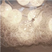 LumiParty 20LED Fairy White Snow Ball Battery Operated LED String Lights Decoration For Christmas Garland New Year