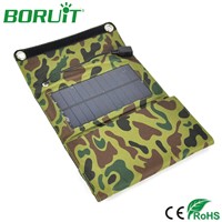 Boruit 7W Solar Power Charger Portable Fold Solar Panel Waterproof Outdoor Camping Power Bank Charger for Mobile Phone iPad Lamp
