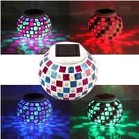 New Solar Powered Mosaic Glass Ball Garden Lights Colorful Changing Yard Balcony Lamps Waterproof Indoor Outdoor Light