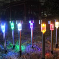10pcs/Lot LED Spike Spot Solar Light Spotlight Landscape Garden Yard Path Lawn Lamps Outdoor Grounding Sun Light colorful