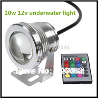 DHL Free ship IR controller RGB underwater led bulb Waterproof IP68 Flood Lamp With Convex Glass Lenses