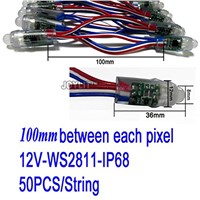 5v WS2811 12mm Modules Diffused Digital RGB LED pixel string light Individually Addressable round LED module 50pcs/string IP68
