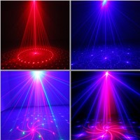 AUCD Mini 3 Lens 18 Patterns Red Blue Laser Projector 3W Blue LED Mixed Effect DJ Wedding Party Xmas Show Stage Lighting AZ18RB
