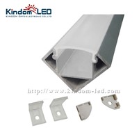 KINDOMLED 10sets*1m aluminum LED Strip profile corner housing with end caps and mounting clips clear cover or milky cover