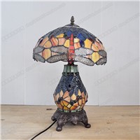 High-end European style 12 inch Dragonfly cluster lamp Tiffany vintage art lighting bar bedroom bedside glass lamp