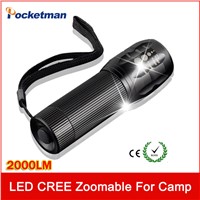 2000Lumens LED Flashlight Camping Hiking Fishing Hunting Cycling Highlighted 1 Pc Mini Torch Laser Lamp Light Zoomable zk80