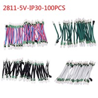 100pcs 9mm WS2811 LED Module,Black/Green/White/RGB wire,2811 IC RGB Digital Led pixel module,Addressable full color,IP30,DC5v