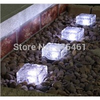 2X Outdoor Underground Brick Lamp, Led Garden light, Waterproof Solar Crystal Glass LED Floor light