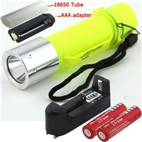 CREE XM-L T6 LED Diving Waterproof Underwater Flashlight Lamp Torch 3 Mode super T6 LED 2000LM + 2*18650 Batteries + Charger