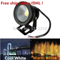 10W 12V IP68 Waterproof LED Underwater Light Warm/Cool White Black Shell Body For Fountain Pool Pond Swimming Pool Decoration