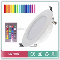 Round Shape High Power Epistar 5W 10W RGB LED Panel Light With Remote Control Downlight Led ceiling down AC85-265V + Driver
