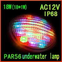 Underwater LED Pool Light 18W(18*1W) Single Color LED Swimming Lamp Spot Lamp Input Voltage AC12V PAR56 LED Pool Lamp IP68