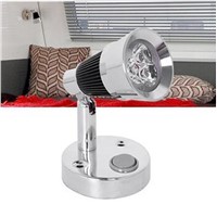 New 12V DC LED Rotate Reading Light Bedside Light Cold White Plating base RV/Caravan/Camper Trailer Interior Wall Lamp