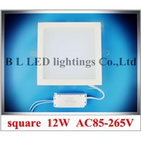 glass+aluminum square shape recessed LED panel light lamp 12W LED ceiling light  900lm AC85-265V CE&amp;amp;amp;ROHS  160mm * 160mm * 35mm