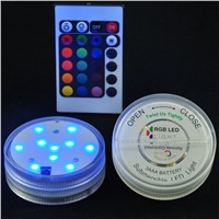 (4pieces/lot)3AAA Battery Operated 7CM Round 100% Waterproof IR Remote Controlled Multicolor Submersible LED Vase Light Base