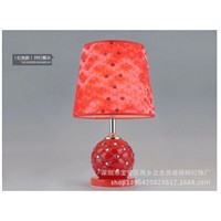 modern fashion table lamp red/white led e27 fabric&amp; glass fresh table lamp &amp; night light double switch control bedside light1507