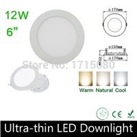 10 pcs/lot Ultra thin design 12W LED panel light round LED Recessed ceiling light natural white for home lighting Via DHL