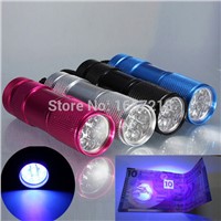 9 LED UV Ultra Violet Black light AAA Flashlight Torch Light blcak color gift