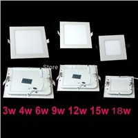 1pcs/lot 3W/4W/6W/9W/12W15W/18W Led Panel Light Square Led ceiling Light 90LM/W High SMD LED light slim downlight with driver