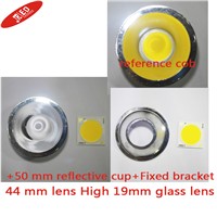 2PCS 44 mm lens Height 19mm glass lens+50 mm reflective cup+Fixed frame Suitable for installation 10W square LED