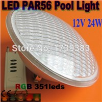 Drop Price!2015 Par56 RGB LED Light Swimming Pool light 24W 351LED Fountain Lamp Underwater IP68 flood AC12V+Remote controller