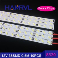 10pcs*50cm 12v led  rigid hard strip aluminium bar lights Super bright  Korea 8520SMD36 SMD 18W/M  LED Hard Rigid LED Strip