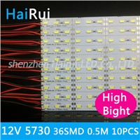 10pcs*50cm Factory Wholesale High bright DC 12V 36 SMD led rigid strip 5730 with cover 3 led per group can be cut