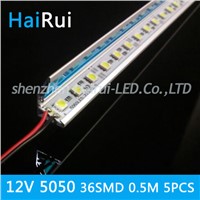 5pcs*50cm Factory Wholesale 50CM AC 12V 36 SMD 5050 LED Hard Rigid LED Strip Bar Light with Reflective V aluminium